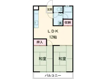 エーデルハイツ(2LDK/2階)の間取り写真