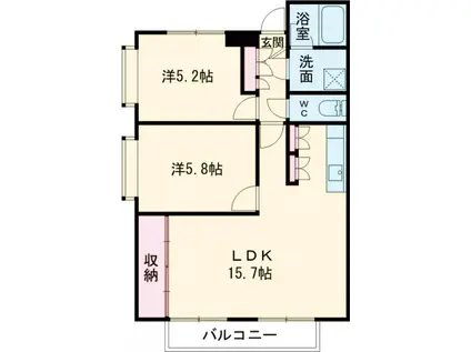 サンハイツⅠ(2LDK/1階)の間取り写真