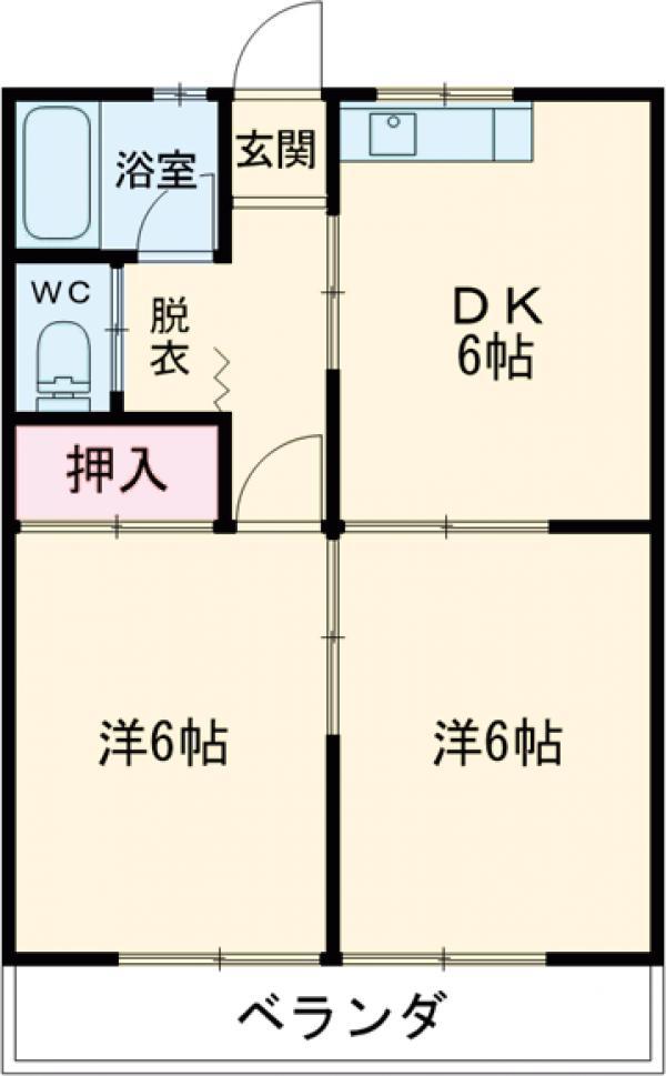高橋ハイツ(2DK/2階)の間取り写真