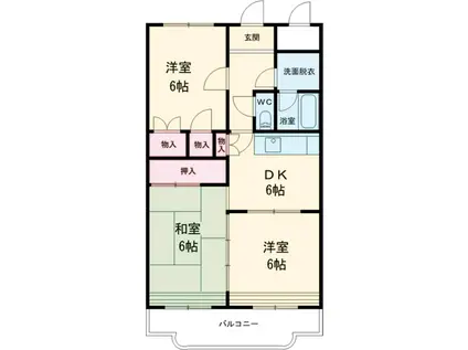 コーポクレサンテーム(3DK/6階)の間取り写真