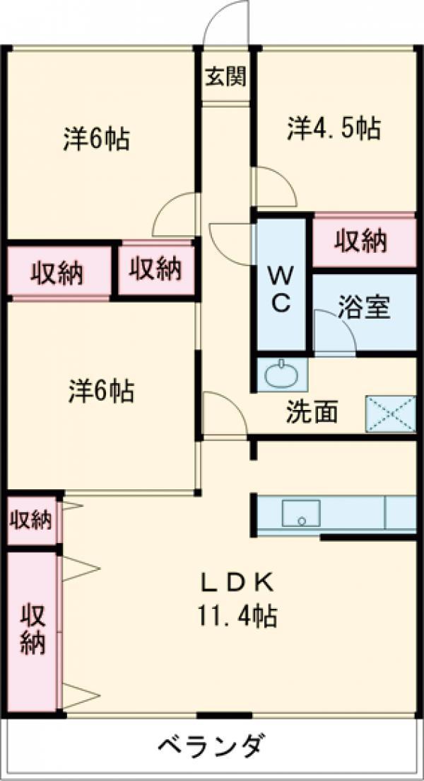エクセレンス今泉(3LDK/5階)の間取り写真