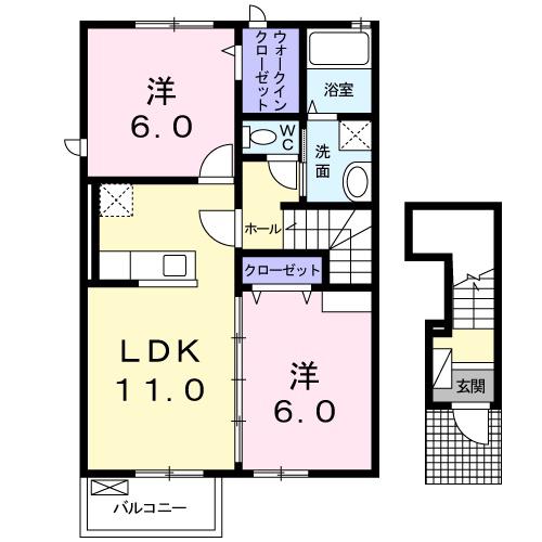 メゾンブリーズⅤ(2LDK/2階)の間取り写真