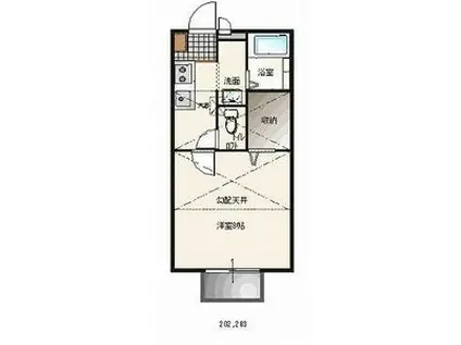 スターリーコート(1K/2階)の間取り写真