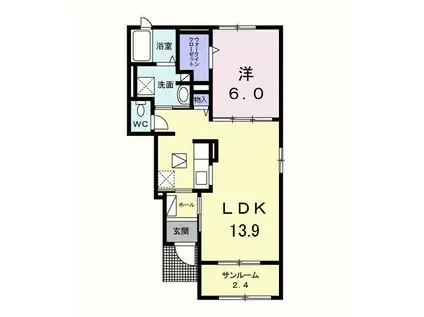 グランファミーユⅢ(1LDK/1階)の間取り写真