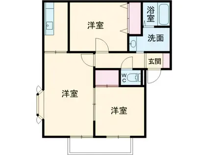 サンガーデン小山 Ⅱ(2LDK/1階)の間取り写真