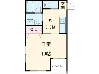 トレジャーハウス(1K/3階)の間取り写真