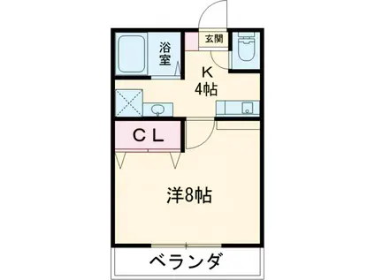 東北本線 雀宮駅 徒歩10分 2階建 築27年(1K/1階)の間取り写真