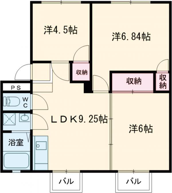 ソフィア A(3DK/3階)の間取り写真