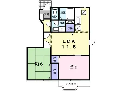 K・レジデンスⅡ(2LDK/1階)の間取り写真