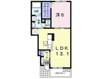 コンフォルターブル鹿嶋Ⅱ(1LDK/1階)の間取り写真