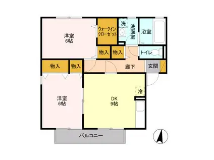 シンフォニーガーデン(2DK/2階)の間取り写真