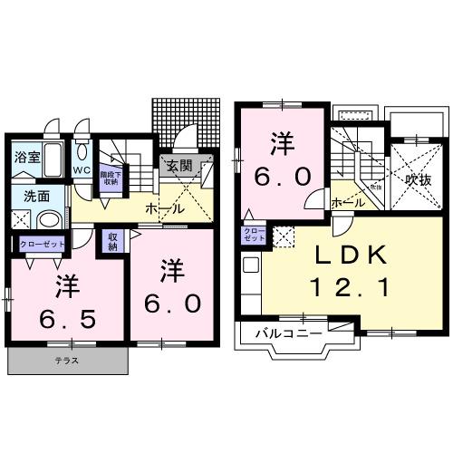 ラヴリッサ2(3LDK/1階)の間取り写真