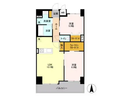 フロンティア・コンフォート研究学園(2LDK/11階)の間取り写真