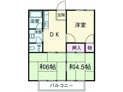 川本コーポ中屋敷(3DK/2階)の間取り写真