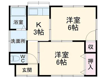 御殿場線 下曽我駅 徒歩25分 1階建 築41年(2K)の間取り写真