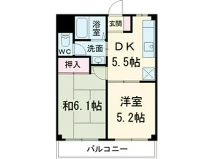 サンハイツワタム(2DK/3階)の間取り写真