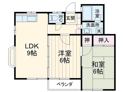 南希レジデンスB棟(2LDK/1階)の間取り写真