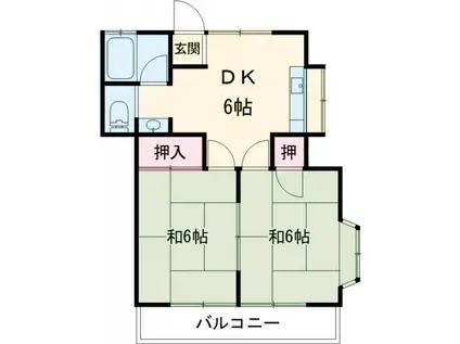 花沢コーポ(2DK/2階)の間取り写真
