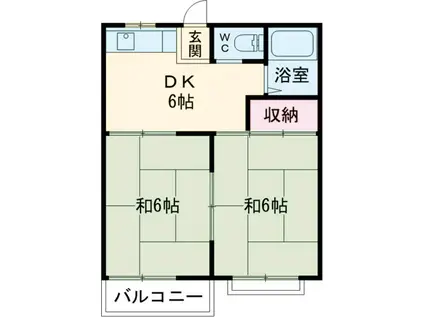 コーポイワキ(2DK/2階)の間取り写真