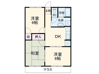 矢部ハイツ B棟(3DK/1階)の間取り写真