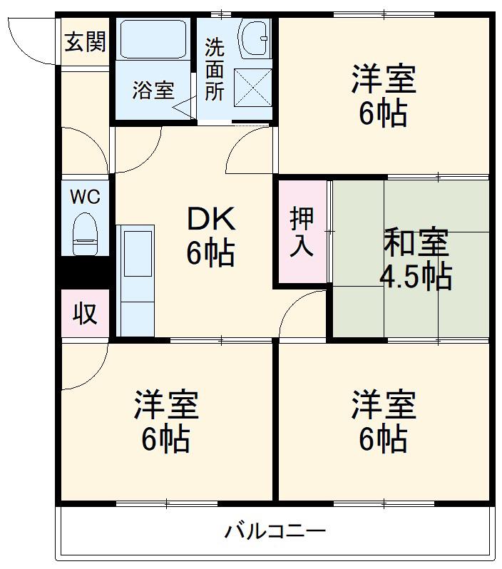 グリーンハイツ(4DK/2階)の間取り写真