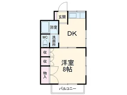 リバーサイド姫宮(1DK/2階)の間取り写真