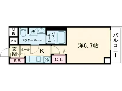 ラフィスタ新小岩Ⅱ(1K/2階)の間取り写真