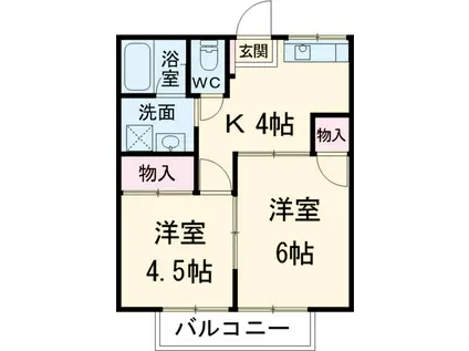 ハウスミニオン(2K/1階)の間取り写真