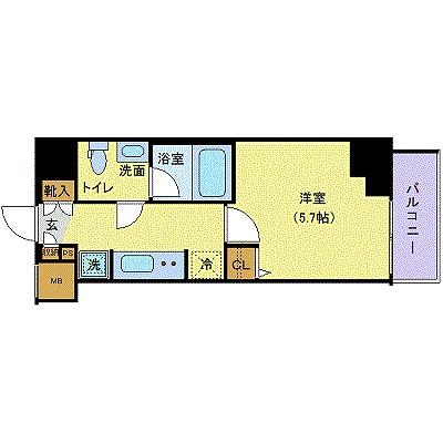 AZEST北千住(1K/9階)の間取り写真