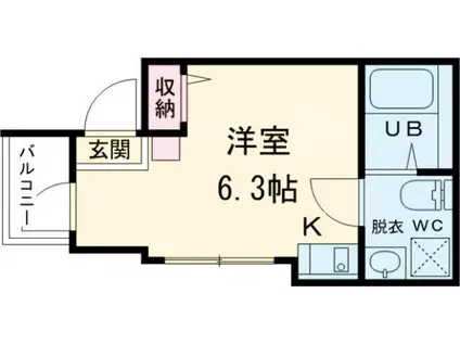 ハーモニーテラス青井Ⅵ(ワンルーム/2階)の間取り写真