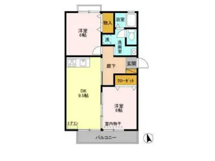 ウィステリアおゆみ野A・B・C(2DK/1階)の間取り写真