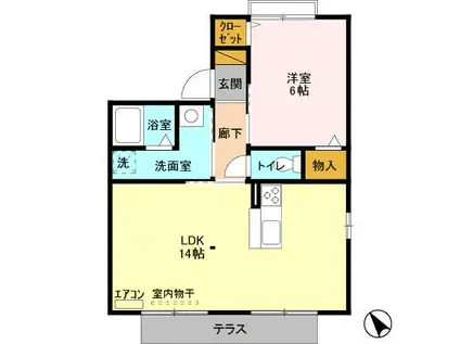 ウィステリアおゆみ野A・B・C(2DK/1階)の間取り写真