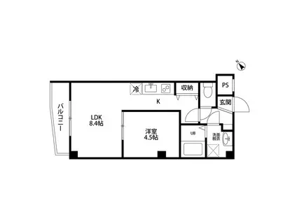 千匠ビル(1LDK/3階)の間取り写真