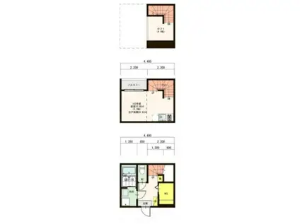 ピノヴィラージュ(1K/1階)の間取り写真