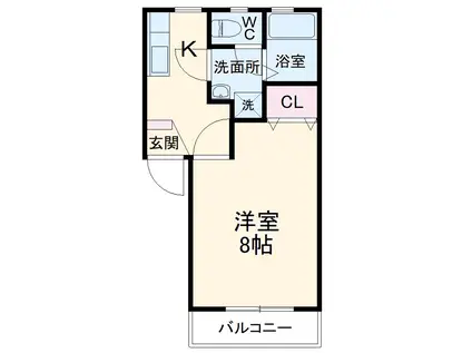 エスポアール原山(1K/2階)の間取り写真