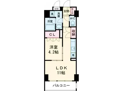 フレシール阿佐ヶ谷(1LDK/2階)の間取り写真