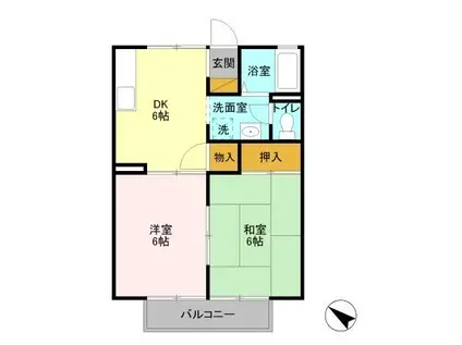 ネオシティ中島A・B(2DK/2階)の間取り写真