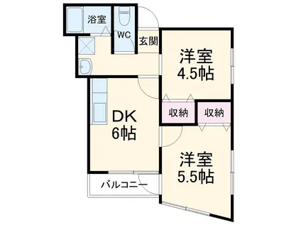 ハイツブラザーⅡ(2DK/2階)の間取り写真