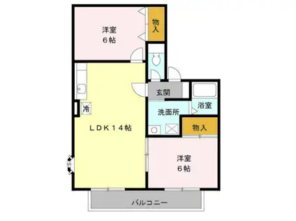 メゾンボナールE・F(2LDK/1階)の間取り写真