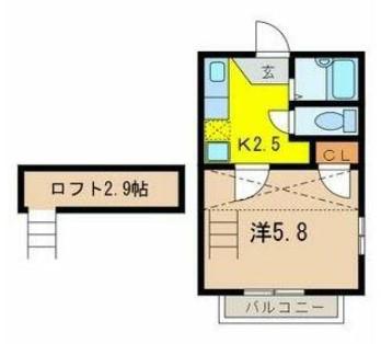 ラ・メールⅡ(1K/1階)の間取り写真