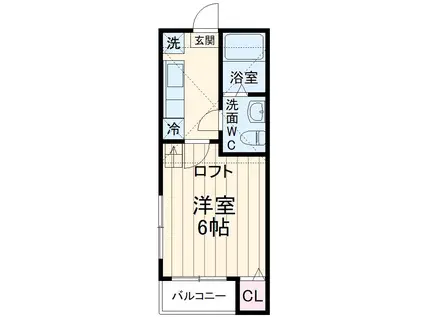 サニーサイド千葉(1K/2階)の間取り写真