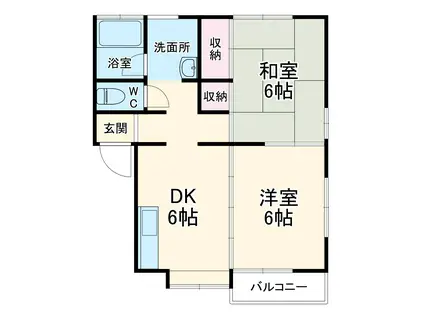 フロイデン(2DK/1階)の間取り写真