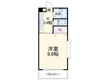 エスポワール(1K/4階)の間取り写真