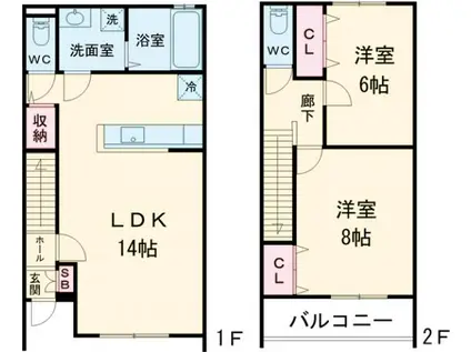 Ｊ　Ｗｉｎｇ　Ｅａｓｔ(2LDK)の間取り写真