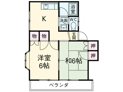 サンハイツ山田(2DK/2階)の間取り写真