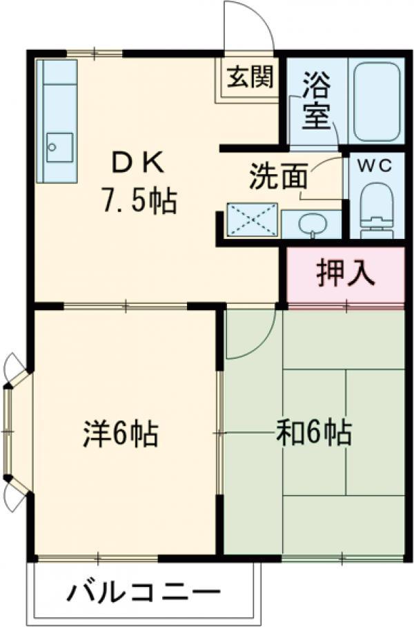 サンデリカ(2DK/1階)の間取り写真