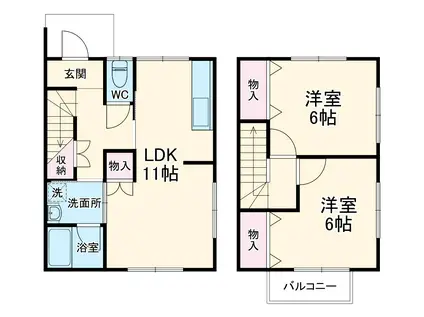 シャグジ・ヴィラＣ(2LDK)の間取り写真