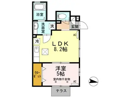 アルファⅢ(1LDK/1階)の間取り写真