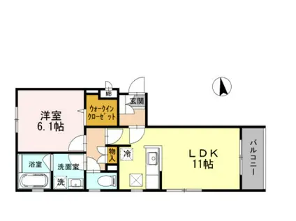 フェンネル浜田山(1LDK/1階)の間取り写真