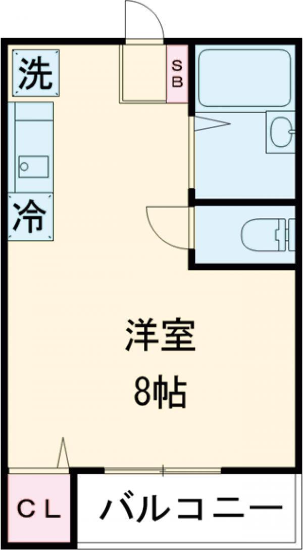 フラワーハイツ(ワンルーム/1階)の間取り写真